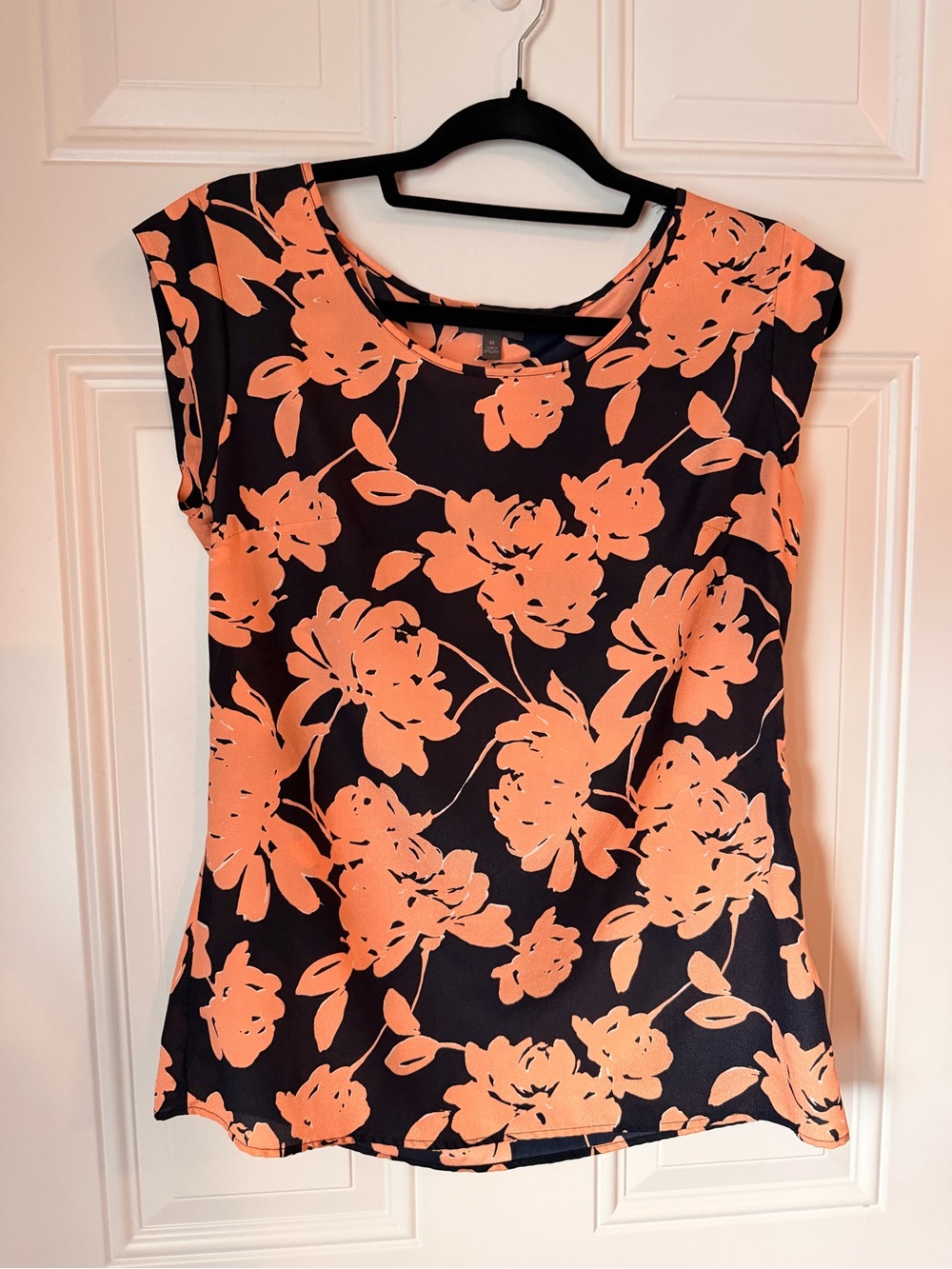NOT FOR SALE. The Limited Navy Blue Top with Coral Floral Pattern